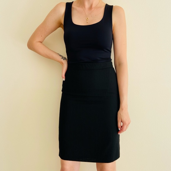 DKNY wool blend striped pencil midi skirt - Picture 3 of 9